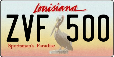 LA license plate ZVF500