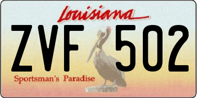 LA license plate ZVF502