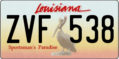 LA license plate ZVF538