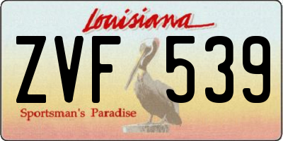LA license plate ZVF539