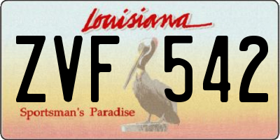 LA license plate ZVF542