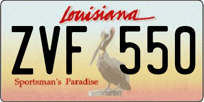 LA license plate ZVF550