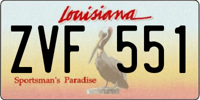 LA license plate ZVF551