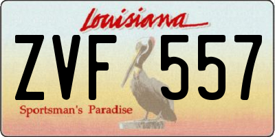 LA license plate ZVF557