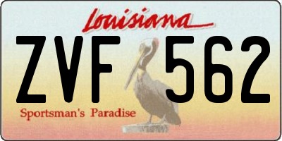 LA license plate ZVF562