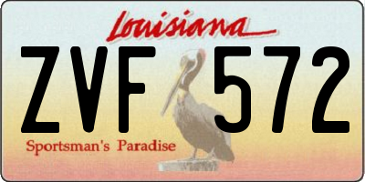 LA license plate ZVF572