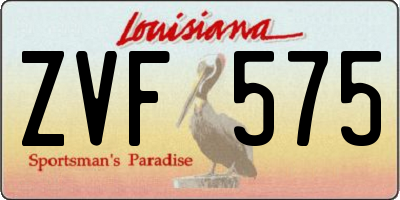 LA license plate ZVF575