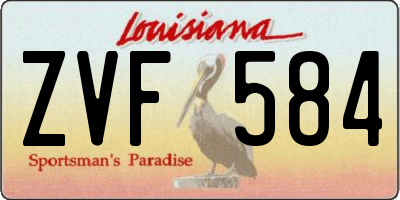 LA license plate ZVF584