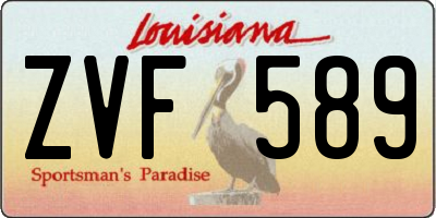 LA license plate ZVF589