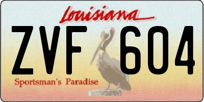 LA license plate ZVF604