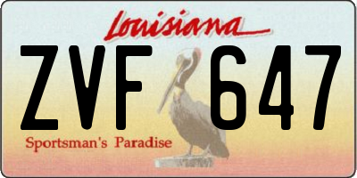 LA license plate ZVF647