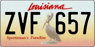 LA license plate ZVF657