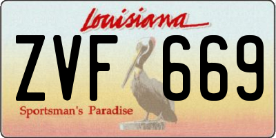 LA license plate ZVF669