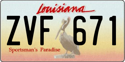 LA license plate ZVF671