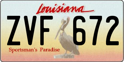 LA license plate ZVF672