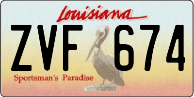 LA license plate ZVF674