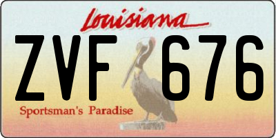 LA license plate ZVF676