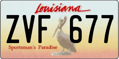 LA license plate ZVF677