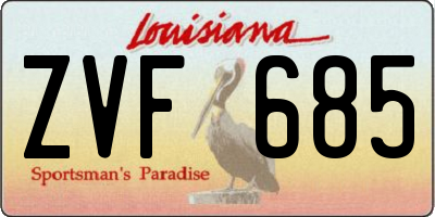 LA license plate ZVF685