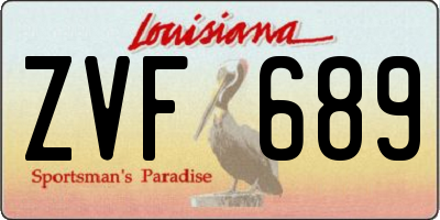 LA license plate ZVF689