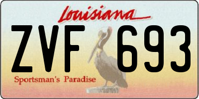LA license plate ZVF693