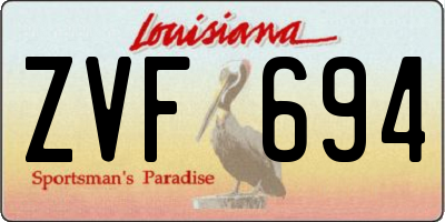 LA license plate ZVF694