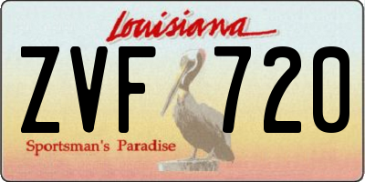 LA license plate ZVF720