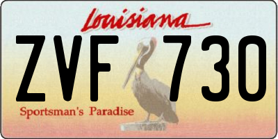 LA license plate ZVF730