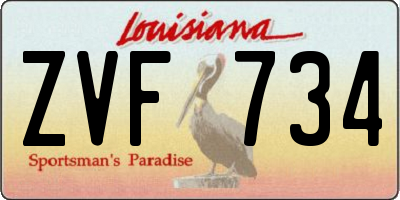 LA license plate ZVF734