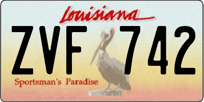 LA license plate ZVF742