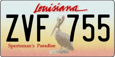 LA license plate ZVF755