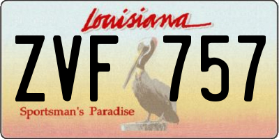 LA license plate ZVF757