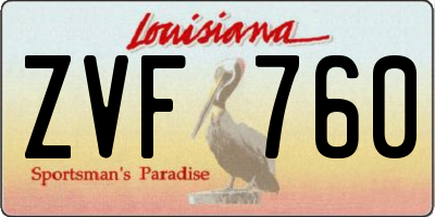 LA license plate ZVF760