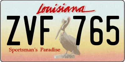 LA license plate ZVF765