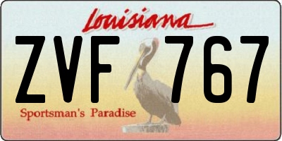 LA license plate ZVF767