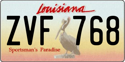 LA license plate ZVF768