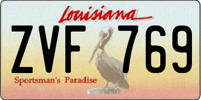 LA license plate ZVF769