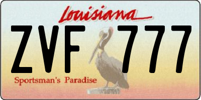 LA license plate ZVF777