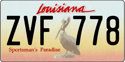 LA license plate ZVF778