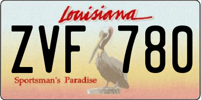 LA license plate ZVF780