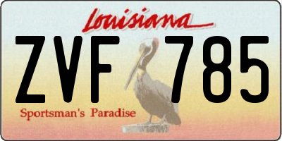 LA license plate ZVF785