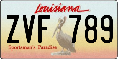 LA license plate ZVF789