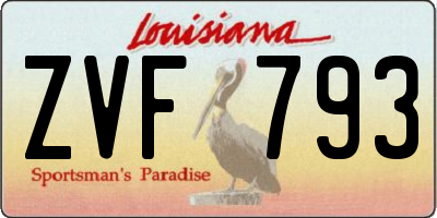 LA license plate ZVF793