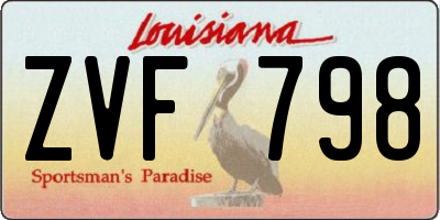 LA license plate ZVF798