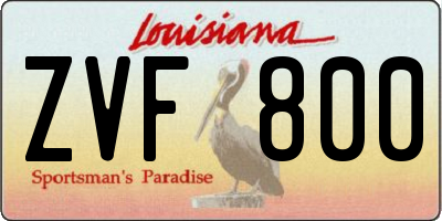 LA license plate ZVF800