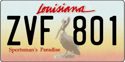 LA license plate ZVF801