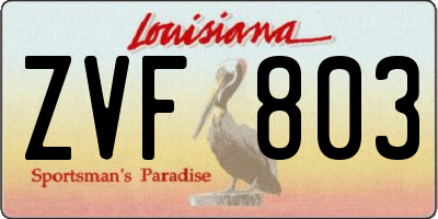 LA license plate ZVF803