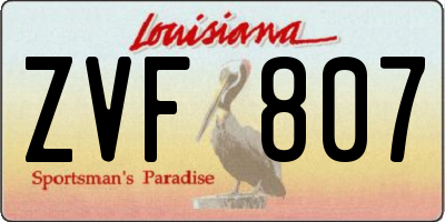 LA license plate ZVF807