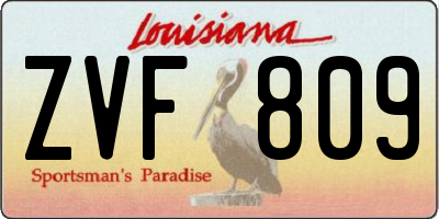 LA license plate ZVF809