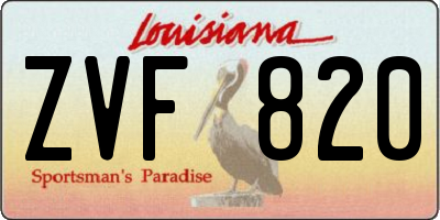 LA license plate ZVF820